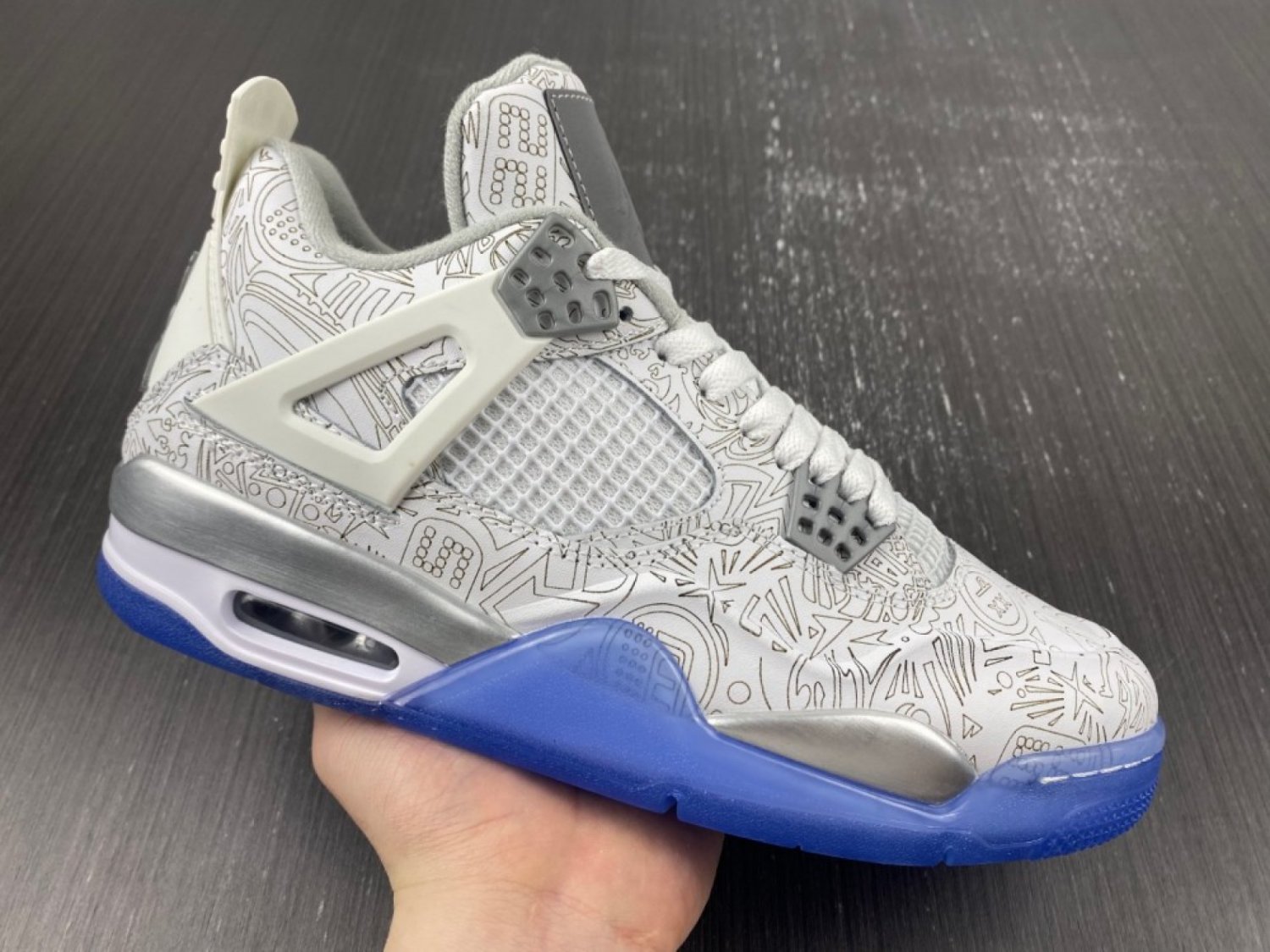 Men & Wmns Air Jordan 4 &acirc;��Laser&acirc;�� White Chrome-Metallic Silver