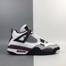 Men & Wmns Air Jordan 4 “PSG” WhiteNeutral Grey-Black-Bordeaux