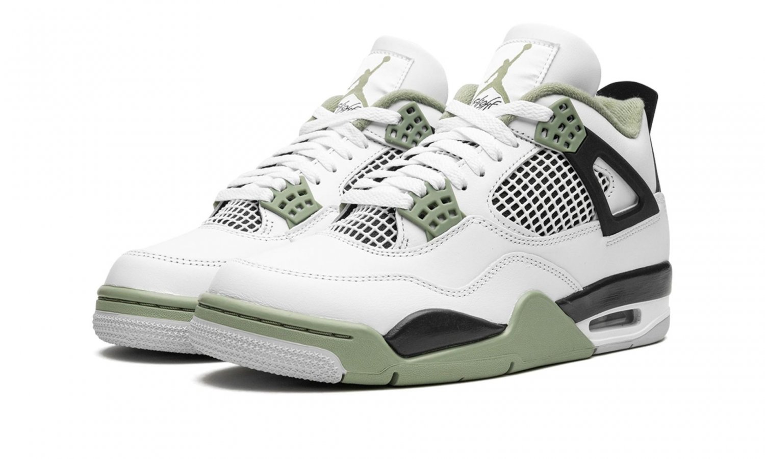 Men & Wmns Air JORDAN 4 RETRO Men & Wmns Seafoam  Oil Green