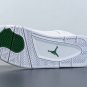 Men & Wmns Air Jordan 4 Retro Nike White Metallic Green Silver Green