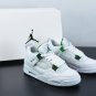 Men & Wmns Air Jordan 4 Retro Nike White Metallic Green Silver Green