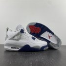Men & Wmns Air Jordan 4 WhiteMidnight Navy-Light Smoke Grey-Fire Red