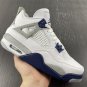 Men & Wmns Air Jordan 4 WhiteMidnight Navy-Light Smoke Grey-Fire Red