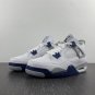 Men & Wmns Air Jordan 4 WhiteMidnight Navy-Light Smoke Grey-Fire Red