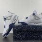 Men & Wmns Air Jordan 4 WhiteMidnight Navy-Light Smoke Grey-Fire Red