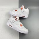 Men & Wmns Air Jordan 4 WhiteTeam Orange-Metallic Silver