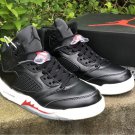 Men & Wmns Air Jordan 5 Black Muslin Fire Red