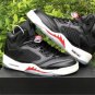 Men & Wmns Air Jordan 5 Black Muslin Fire Red