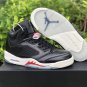 Men & Wmns Air Jordan 5 Black Muslin Fire Red