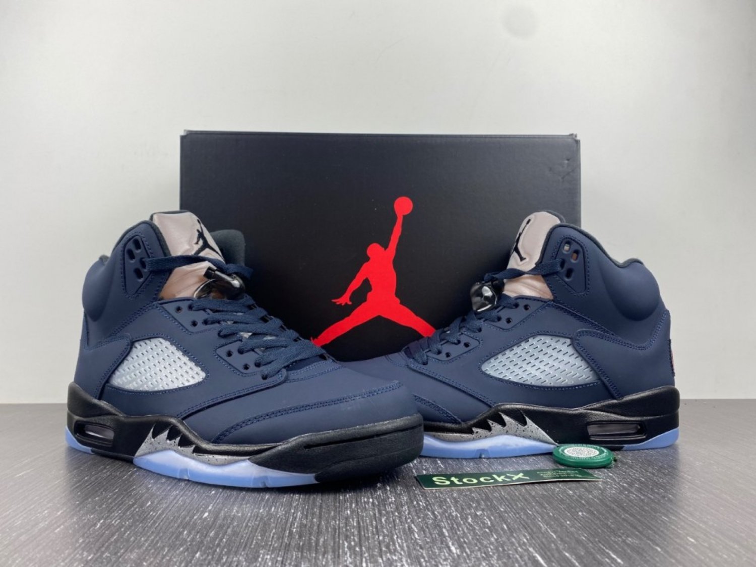 Men & Wmns Air Jordan 5 Georgetown Midnight Navy Black Football Grey
