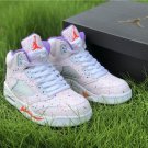 Men & Wmns Air Jordan 5 GS Easter White Laser Crimson Voltage Purple