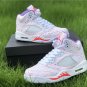 Men & Wmns Air Jordan 5 GS Easter White Laser Crimson Voltage Purple