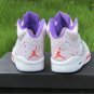 Men & Wmns Air Jordan 5 GS Easter White Laser Crimson Voltage Purple