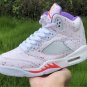 Men & Wmns Air Jordan 5 GS Easter White Laser Crimson Voltage Purple