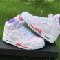 Men & Wmns Air Jordan 5 GS Easter White Laser Crimson Voltage Purple