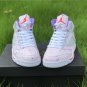 Men & Wmns Air Jordan 5 GS Easter White Laser Crimson Voltage Purple