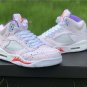 Men & Wmns Air Jordan 5 GS Easter White Laser Crimson Voltage Purple