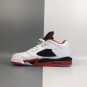 Men & Wmns Air Jordan 5 Retro Low White Fire Red Black