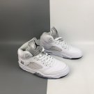Men & Wmns Air Jordan 5 Retro White Metallic Silver Black