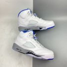 Men & Wmns Air Jordan 5 Retro White Stealth Black Hyper Royal