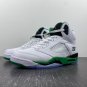 Men & Wmns Air Jordan 5 White Lucky Green Black Ice Blue