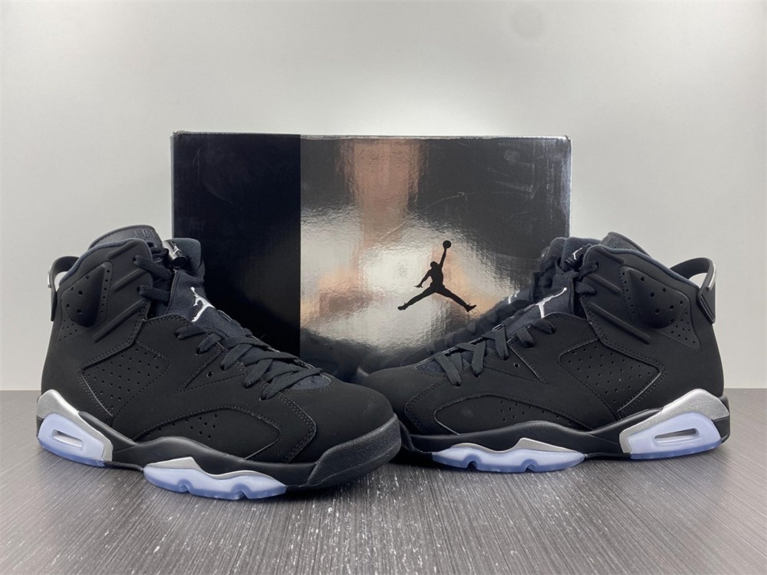 Men & Wmns Air Jordan 6 Chrome Black Metallic Silver