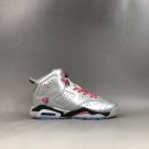 Men & Wmns Air Jordan 6 GS Valentines Day Metallic Silver Vivid Pink Black