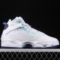 Men & Wmns Air Jordan 6 Rings Utah Jazz White Court Purple Silver Vivid Blue