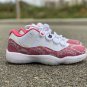 Men & Wmns Air Jordan 11 Low Pink Snakeskin White Watermelon Black