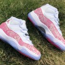 Men & Wmns Air Jordan 11 Snakeskin Pink White