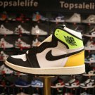 Men & Wmns Jordan 1 Retro High White Black Volt University Gold