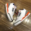 Men & Wmns Jordan Retro 3 Knicks Rivals White Royal Orange