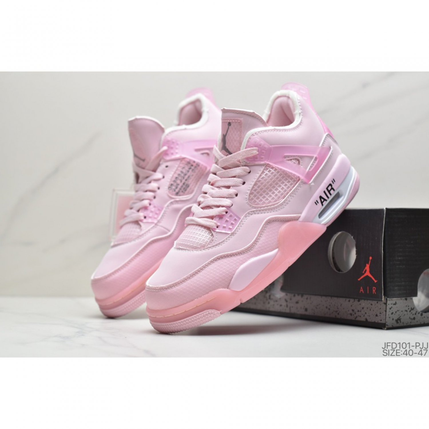 Men & Wmns Jordan 4 Off White Pink Sail