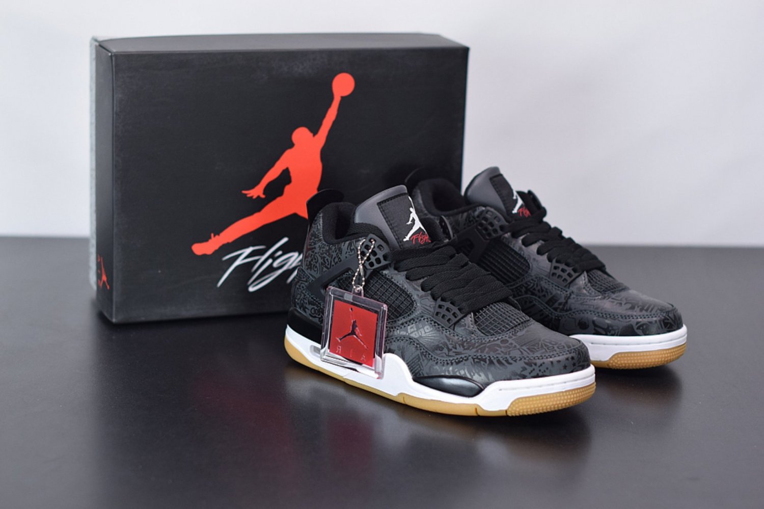 Men & Wmns Jordan 4 Retro Laser Black Gum_1