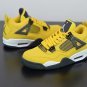 Men & Wmns Jordan 4 Retro Lightning TOUR YELLOWWHITE-DARK BLUE GREY