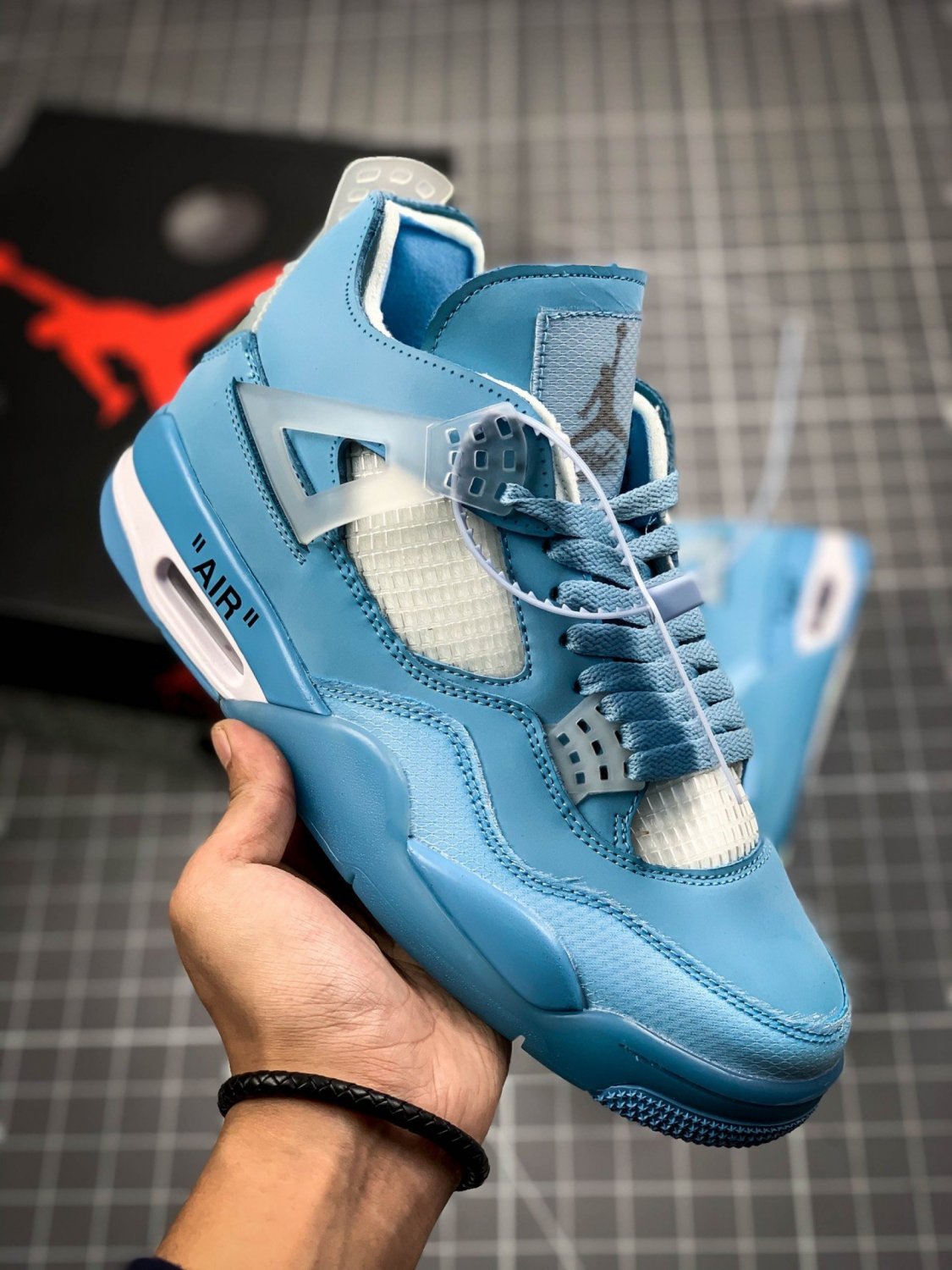 Men & Wmns Jordan 4 Retro X Off White Blue