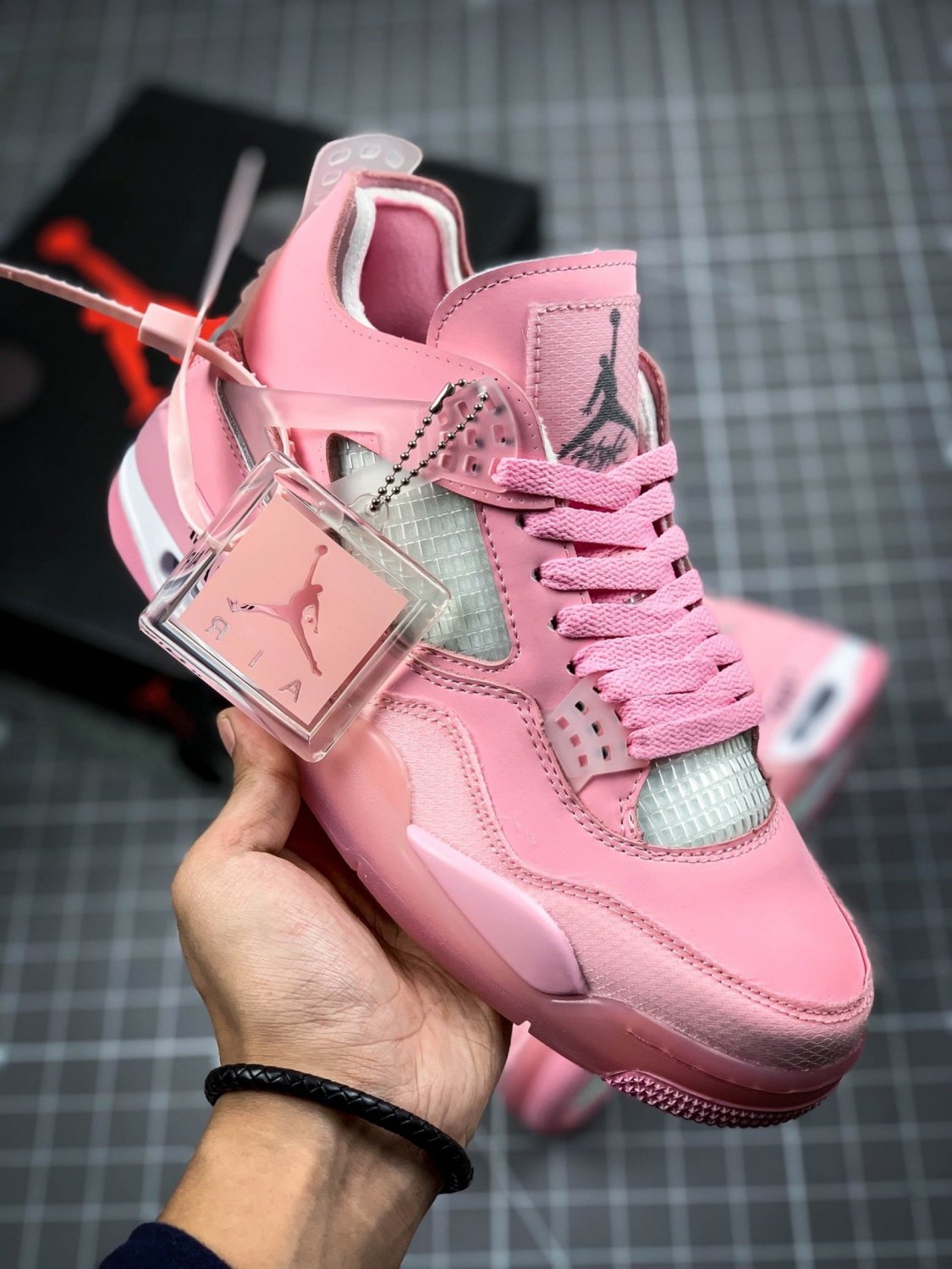 Men & Wmns Jordan 4 Retro X Off White Pink