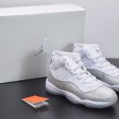 Men & Wmns Jordan 11 Retro White Metallic Silver