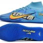Men's& woman's   Mercurial Superfly 9 Elite Indoor KM X Mbappe - Baltic BlueWhite