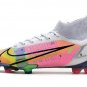Men's& woman's  Mercurial Superfly 8 Elite FG Dragonfly  -  WhiteMetallic SilverDark Raisin
