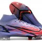Men's& woman's Mercurial Superfly 8 Elite Fg Mbappé Km Flames - PurpleBlackRed