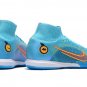 Men's& woman's  Mercurial Superfly 8 Elite Indoor Blueprint Pack - Chlorine Blue Laser Orange Marina