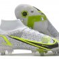 Men's& woman's Mercurial Superfly 8 Elite SG-PRO Silver Safari CR7 - WhiteBlackMetallic SilverVolt