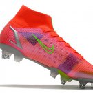 Men's& woman's  Mercurial Superfly 8 Elite SG-PRO Spectrum - Bright Crimson  Metallic Silver  Green