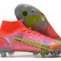 Men's& woman's  Mercurial Superfly 8 Elite SG-PRO Spectrum - Bright Crimson  Metallic Silver  Green