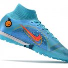 Men's& woman's  Mercurial Superfly 8 Elite Turf Blueprint Pack - Chlorine Blue Laser Orange Marina