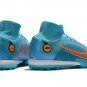 Men's& woman's Mercurial Superfly 8 Elite Turf Blueprint Pack - Chlorine Blue Laser Orange Marina