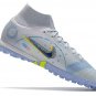 Men's& woman's Mercurial Superfly 8 Elite Turf Progress Pack - Grey Blackened Blue
