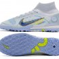 Men's& woman's Mercurial Superfly 8 Elite Turf Progress Pack - Grey Blackened Blue