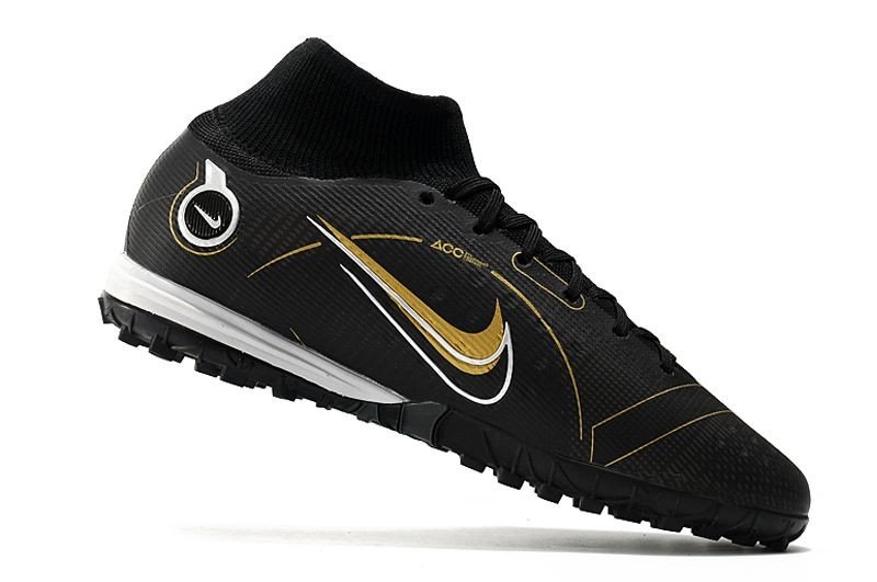 Men's& woman's  Mercurial Superfly 8 Elite Turf Shadow Pack - Black Metallic Gold Metallic Silver